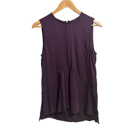 Theory Laycee‎ Arched-Hem Silk Top purple size Small - Picture 1 of 5